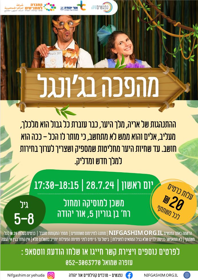 מהפכה בגונגל הצגת ילדים. מידע מתחת לתמונה